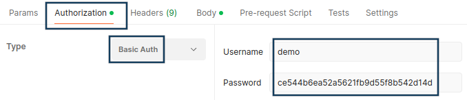 Postman - Pdfcrowd API credentials